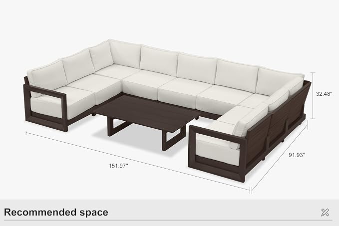 PURPLE LEAF Patio Furniture Set U-shaped Outdoor Couch - Image 9