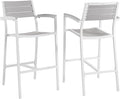 Modway Maine Aluminum Outdoor Patio Two Bar Stools in White Light Gray by Modway