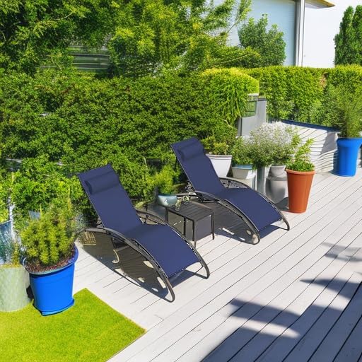 PURPLE LEAF Patio Chaise Lounge Set Outdoor Beach Pool Sunbathing Lawn Lounger - Image 6