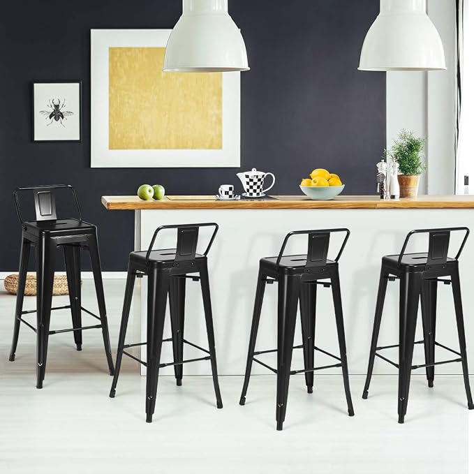 COSTWAY Metal Bar Stools Set of 4, - Image 2