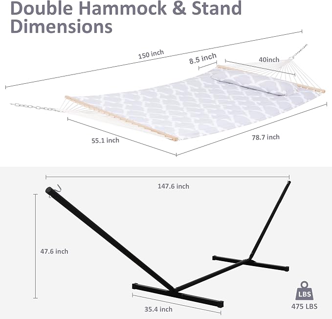 SUNCREAT Double Hammock, Extra Large Quilted Fabric Swing - Image 6