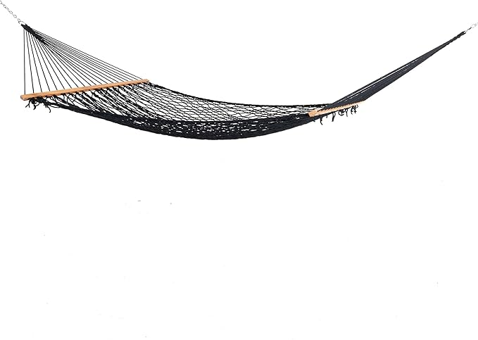Castaway Living 13 ft. Double Traditional Hand Woven Navy Polyester Rope Hammock - Image 3