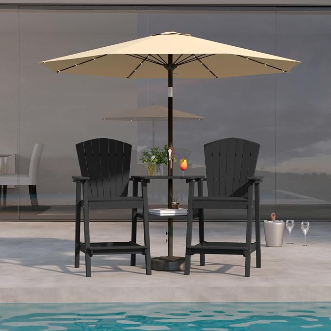 Tall Adirondack Chairs Set of 2, Bar Height HDPE Deck Chairs - Image 7