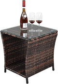 VINGLI Outdoor Wicker Side Table Patio Side Tables by VINGLI