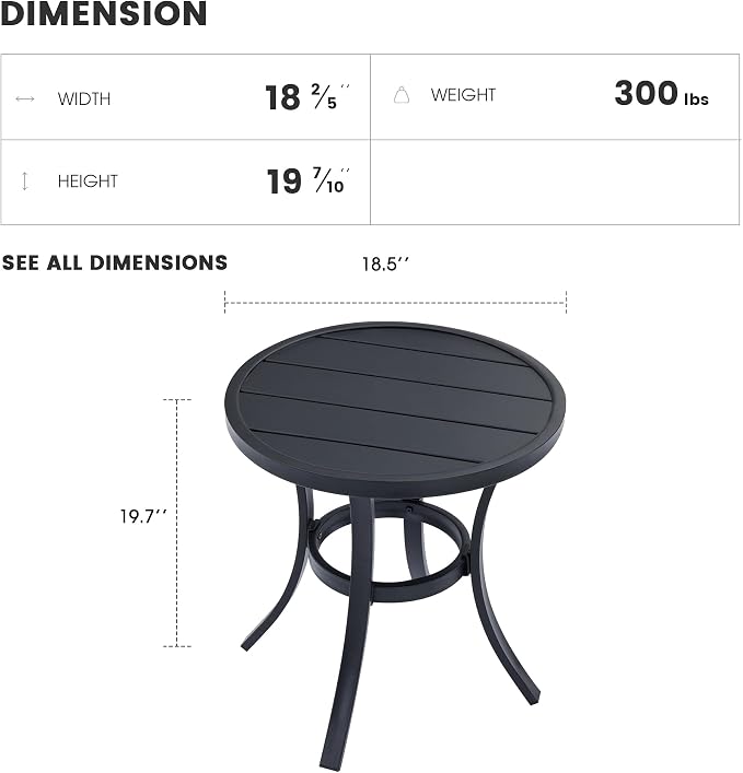 Outdoor Round Side Table, Sturdy & Durable End Table - Image 2