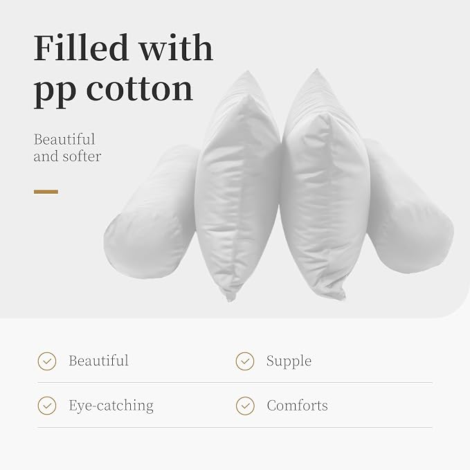 Twin Size Pillow & Bolster Cushion PP Cotton Fiberfill Inserts Replacement Set - Image 3