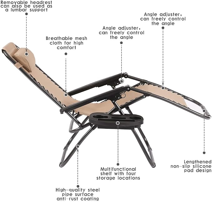 Set of 2 Zero Gravity Chairs Lounge Chair - Image 7