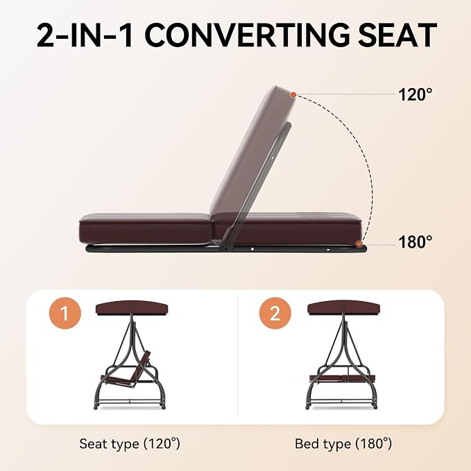 3-Seat Outdoor Patio Swing Glider - Image 6