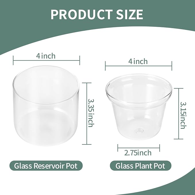 4 Inch Self Watering Pot, African Violet Pot, Bottom Watering Glass Planter - Image 3