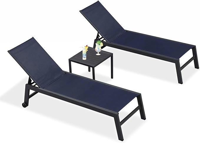 PURPLE LEAF Outdoor Patio Chaise Lounge Set 4 Pieces Pool Lounge Sunbathing - Image 8