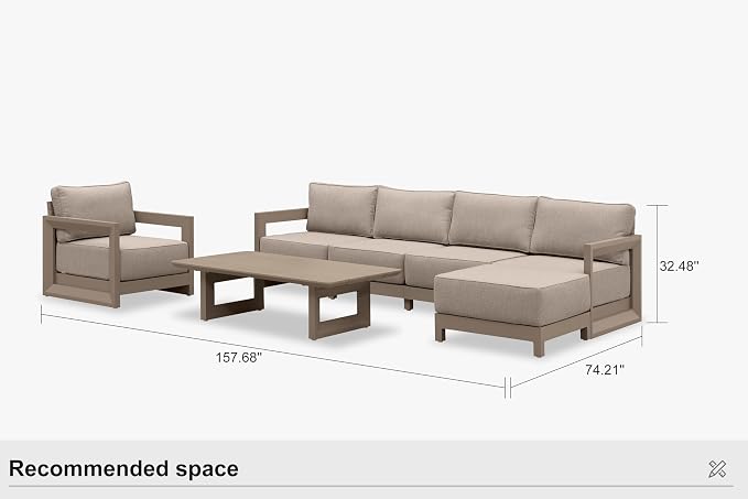 PURPLE LEAF Patio Furniture Set Open-End Outdoor Couch - Image 9