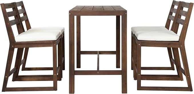 Merax 5-Piece Outdoor Patio Bar Set, Acacia Wood Bistro Table and Chairs - Image 9