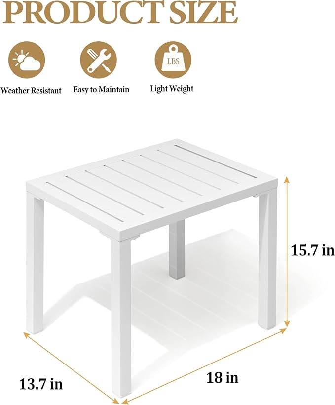 Crestlive Products Aluminum Outdoor Side Table, Easy Assembly Small Coffee - Image 3