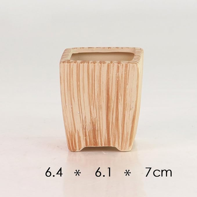 Sun-E 6 in Set 7.6 cm Ceramic Wooden Pattern Succulent Plant Pot Cactus Plant - Image 7