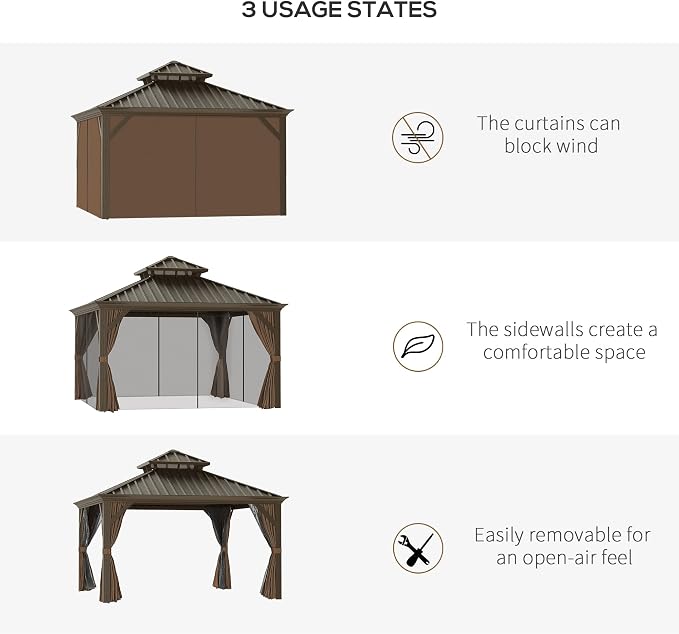 Outsunny 12' x 12' Hardtop Gazebo - Image 6