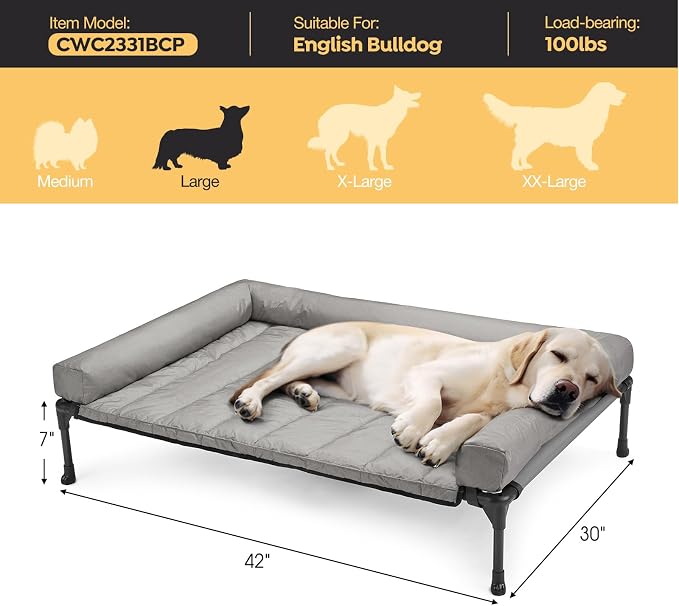 Veehoo Cooling Elevated Dog Bed Add Removable Waterproof Bolster Cushion Mat - Image 3