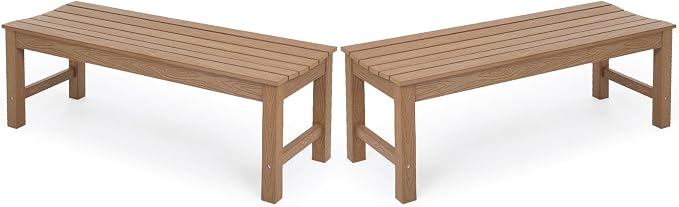 Stoog Outdoor Bench Set of 2, All-Weather HIPS Garden Bench by Stoog