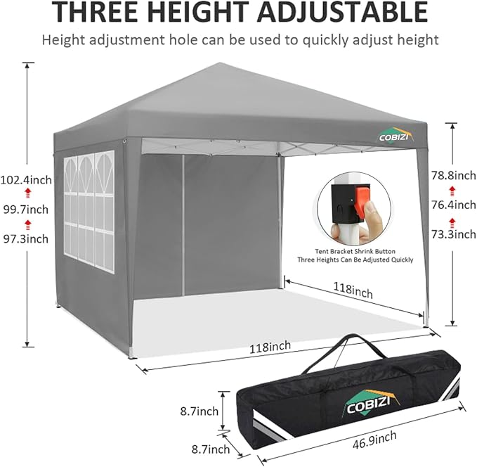 COBIZI 10x10 Pop Up Canopy Tent - Image 3