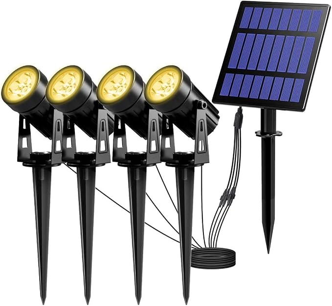 T-SUN Solar Spotlights, 4-in-1 Solar Landscape Spot Lights Outdoor Waterproof by T-SUN