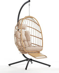 SWITTE Egg Chair Outdoor with Footrest & Stand, Indoor Wicker Hanging Egg Swing by SWITTE