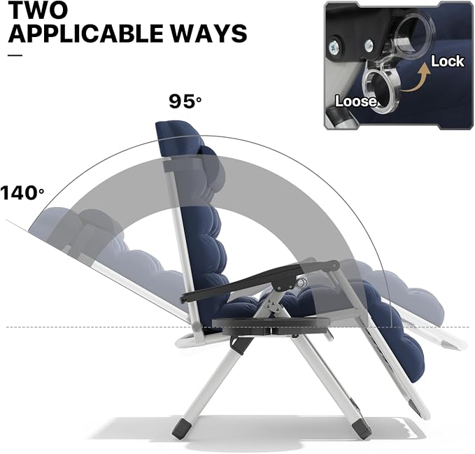 MoNiBloom Stable Folding Chair Outdoor Lounge Chair Beach Pool Lawn Recliner - Image 8
