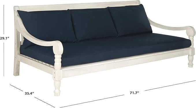 Safavieh Outdoor Collection Pasadena Brown /Taupe Acacia Wood Cushioned Daybed - Image 2