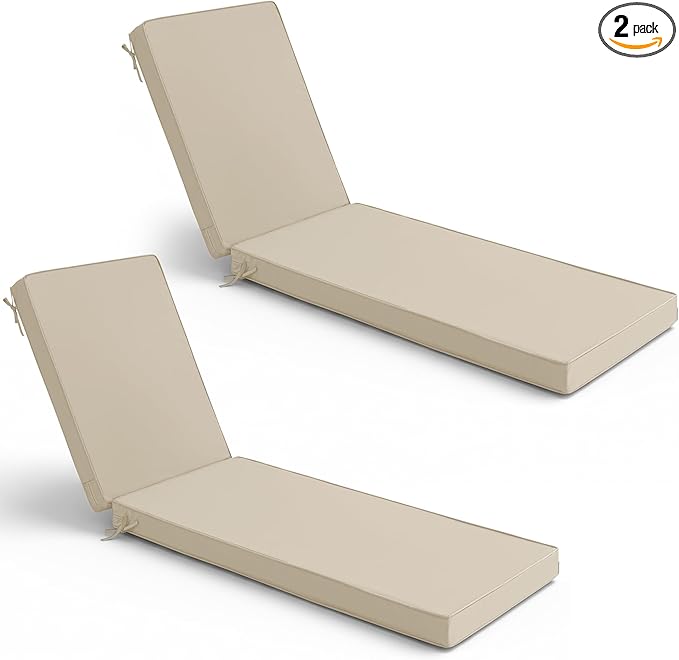 Chaise Lounge Cushions Outdoor Set of 2 by SUMMSUN