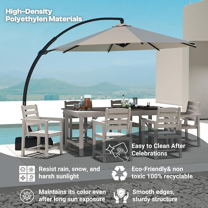 Outdoor HDPE Dining Set 7 Pieces, Patio Table - Image 4