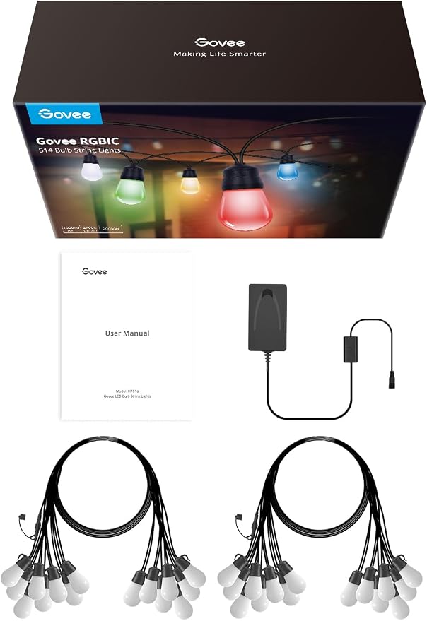 Govee Smart Outdoor String Lights H7016, 96ft RGBIC Outdoor Lights - Image 8