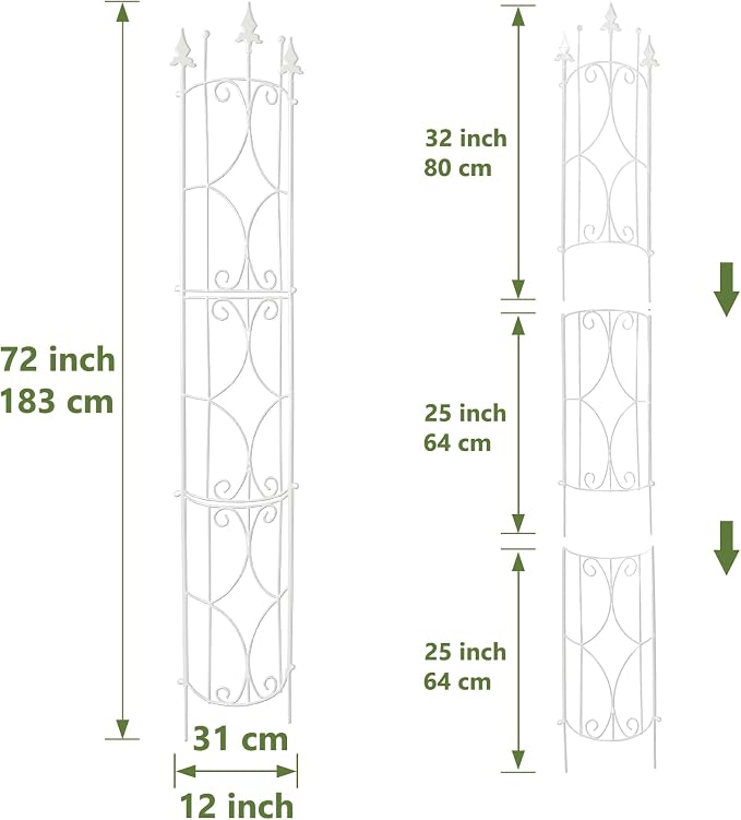 Garden Trellis 2 Pack 72'' H x 12'' W Metal Plant Trellis Indoor/Outdoor Metal - Image 2