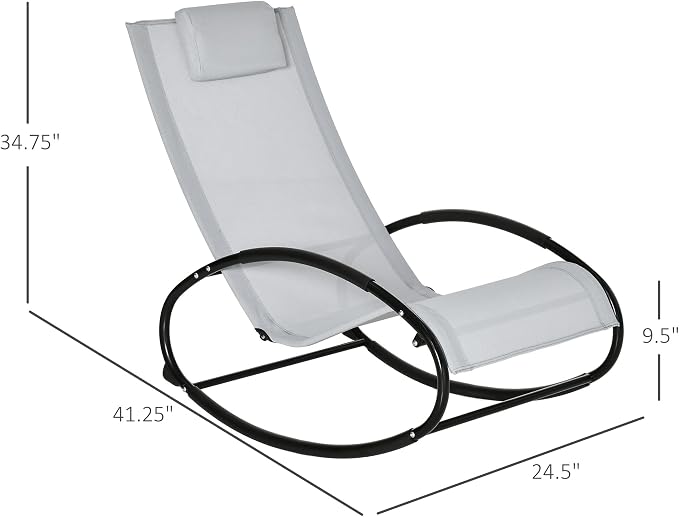 Outsunny Pool Lounger, Outdoor Rocking Lounge Chair - Image 3