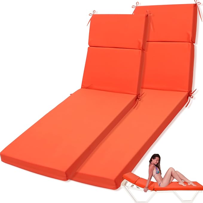 2 Pcs Indoor Outdoor Chaise Lounge Cushions Sponge Bench Outdoor Furniture by SmoothNovelty