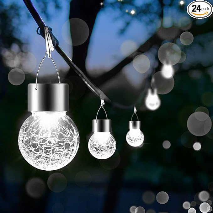 Solar Lights Outdoor Hanging Decorative Globe 24 Pack, Waterproof Solar Lantern by PARTPHONER