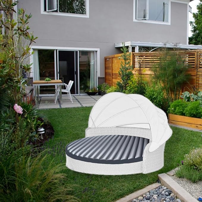 Outdoor Daybed Cushion, Round Water Bed Mattresses, Free Flow Full Wave - Image 9