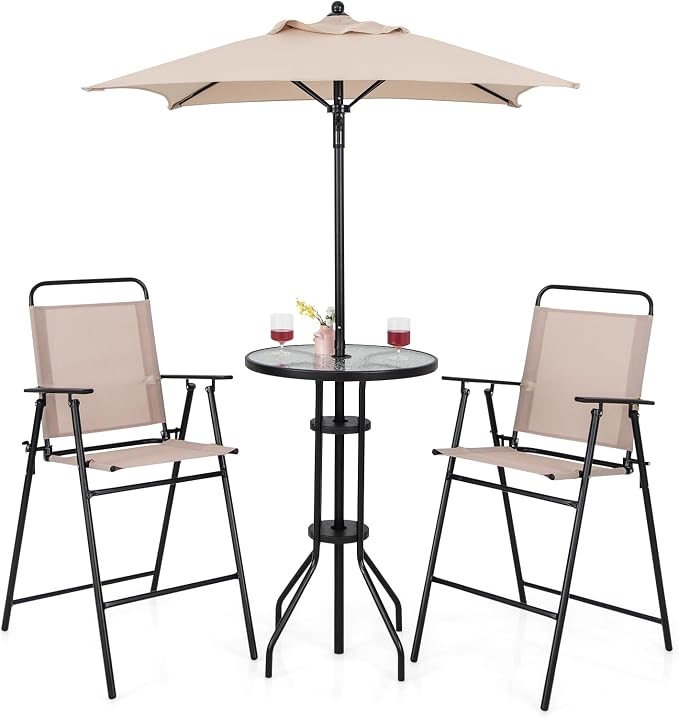 Giantex 4-Piece Outdoor Bar Set, Round High Top Bar Table by Giantex
