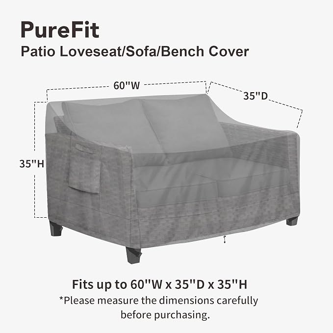 PureFit Outdoor Couch Cover Waterproof Patio Sofa Furniture Covers, 2-Seater - Image 2