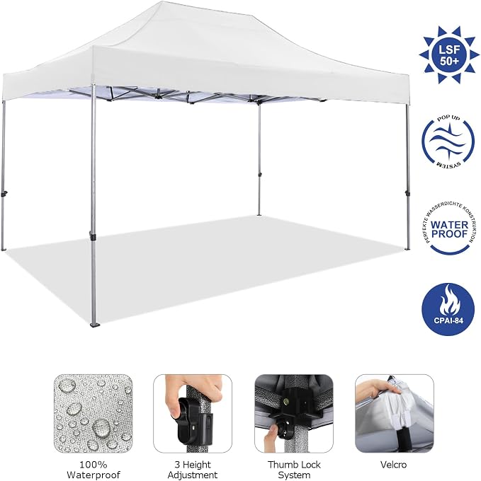 COBIZI 10x15 Heavy Duty Pop up Canopy Tent Easy Up Commercial Outdoor Canopy - Image 2