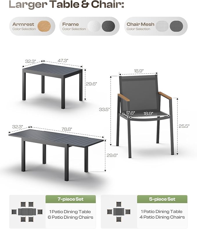 All-Aluminum Expandable Outdoor Patio Dining Table - Image 8