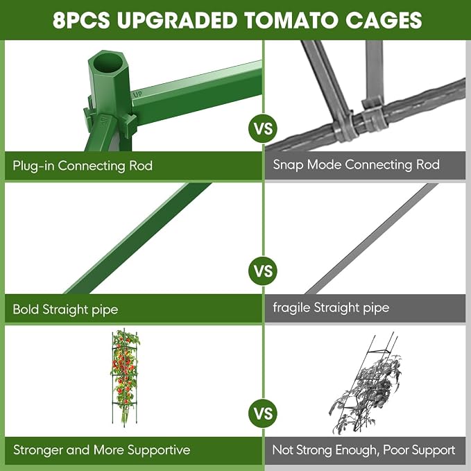 8PCS Tomato Cages for Garden, Tomato Trellis for Raised Garden Bed, 51.2" Tall - Image 6
