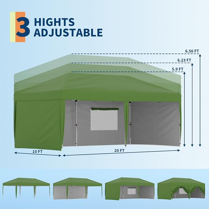 Garvee 10x10 Pop Up Canopy Tent, Heavy Duty Commercial Instant Shelter - Image 4
