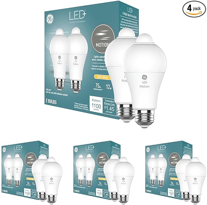 GE LED+ Motion Sensor LED Light Bulbs, Outdoor Security Lights, Warm White by GELighting