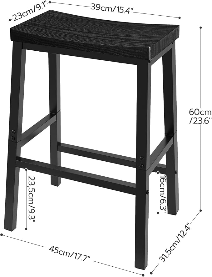 HOOBRO Bar Stools, 23.6 Inch Saddle Stools, Kitchen Counter Stools - Image 3