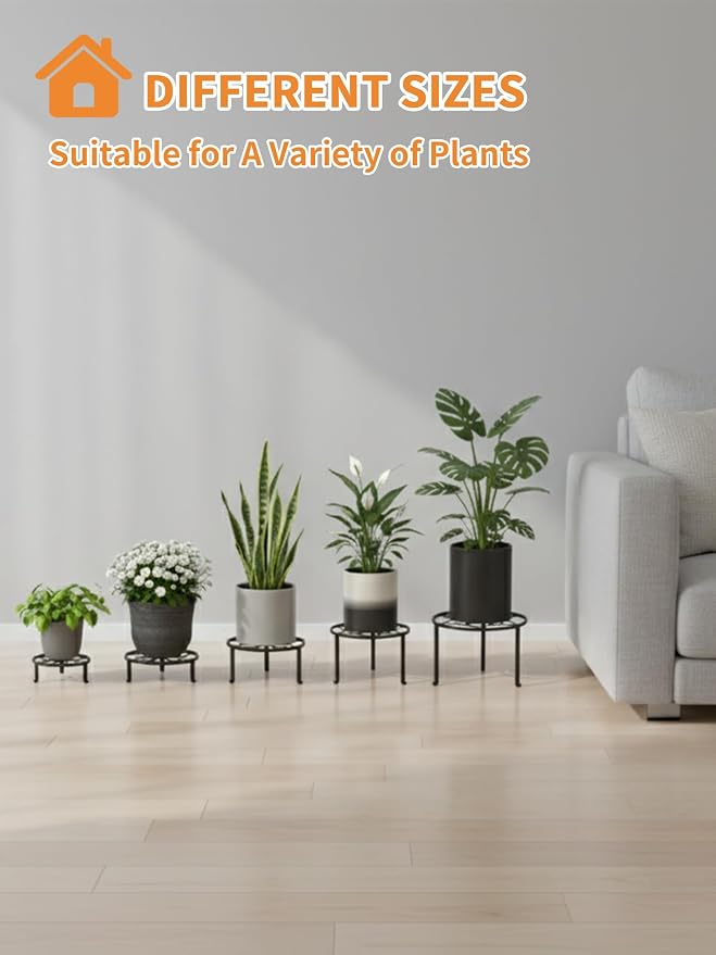 5 Pack Plant Stand Metal Flower Pot Stand Holders Indoor Tall Plant Rack Plant - Image 7