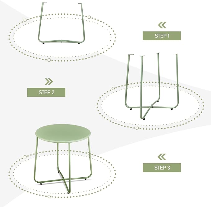 Outvita Indoor and Outdoor Side Table, Small Patio Side Table, Metal Round - Image 7