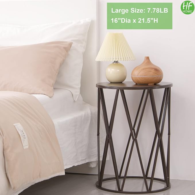 HFHOME Round Nesting Coffee Tables, Heavy Duty Metal Stacking Side Tables - Image 3