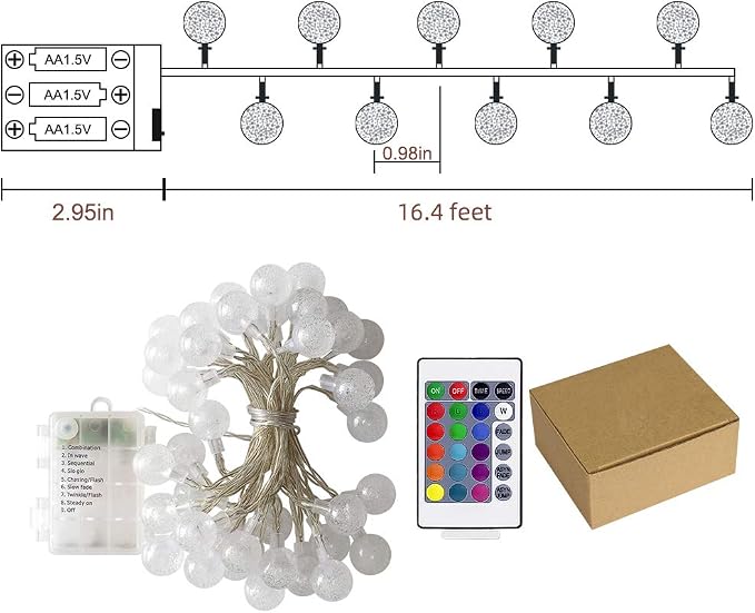 Metaku Outdoor String Lights Battery Operated 16.4ft 50LED Fairy Lights - Image 7