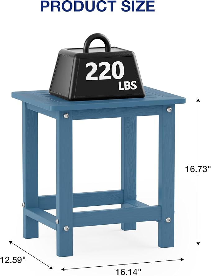 YEFU Outdoor Side Table for Patio: 16" HIPS Weather - Image 3