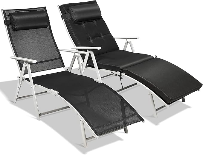 Giantex Chaise Lounge Chair for Outside, Pool Folding Reclining Beach Chair by Giantex
