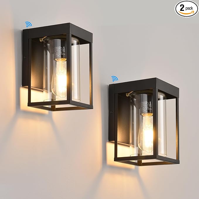 Outdoor Wall Lantern, Dusk to Dawn Outdoor Wall Sconce, Small Waterproof by SmeikeLighting