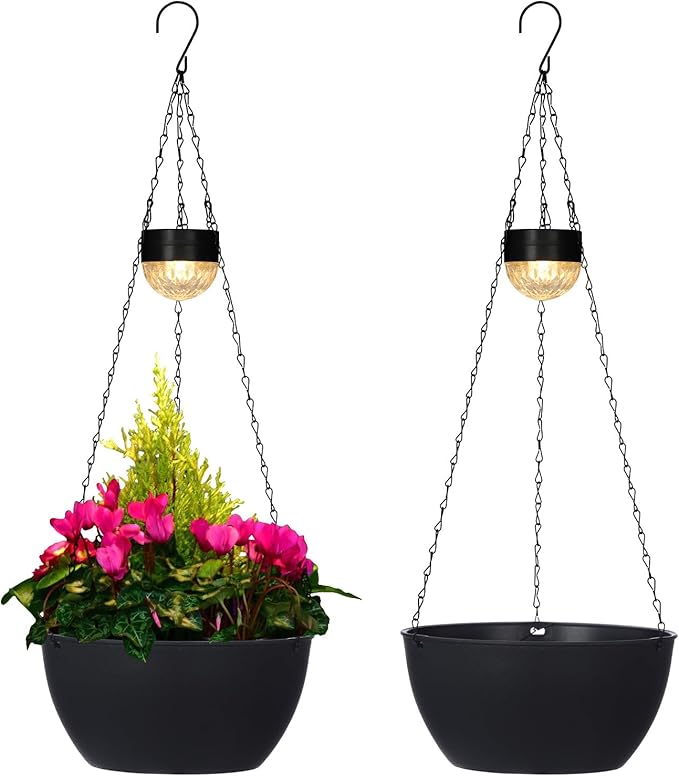 BAYN 2 Packs Solar Hanging Basket Planters by BAYN